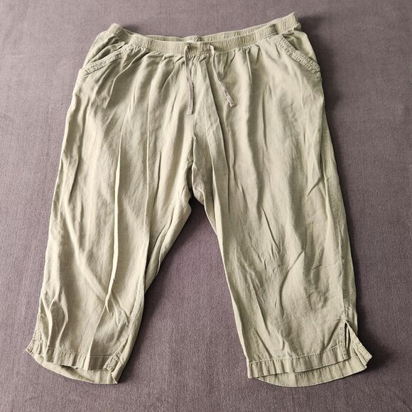Coral Bay Women 3X Cropped Pants  Pull On Linen Blend  Pockets Drawstring - Picture 1 of 9